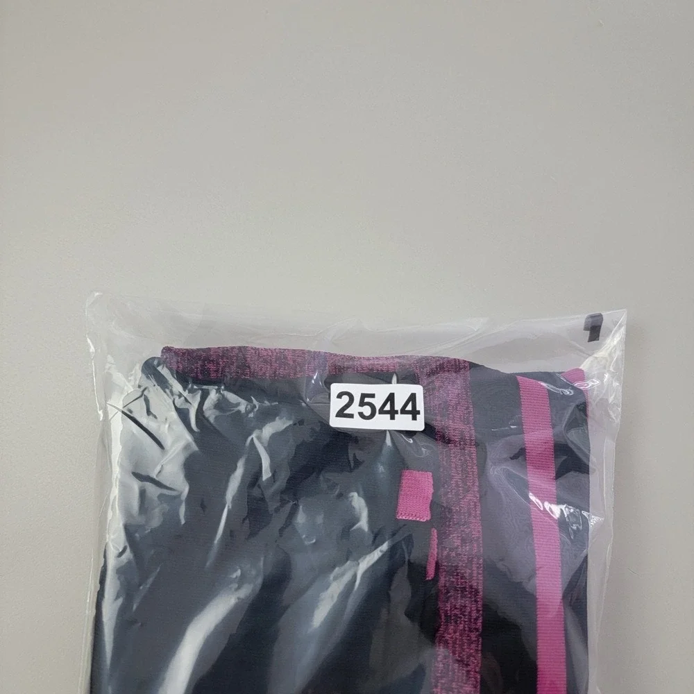 Misook Magenta Black Knit Cardigan Long‎ Sleeve Open Front Striped
